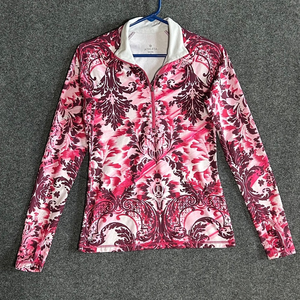 Athleta Tattoo Sierra Thermal 1/2 Zip Thumbholes Pullover ~ Women's Size Small